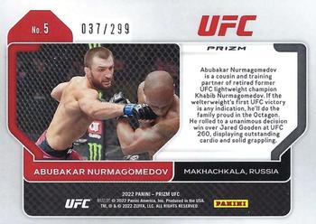 2022 Panini Prizm UFC - Red Prizms #5 Abubakar Nurmagomedov Back