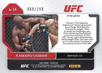 2022 Panini Prizm UFC - Red Prizms #54 Kamaru Usman Back