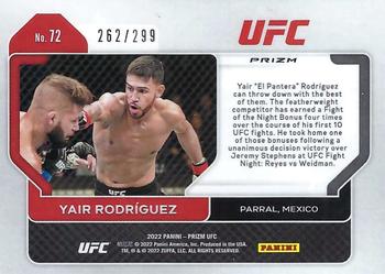 2022 Panini Prizm UFC - Red Prizms #72 Yair Rodriguez Back