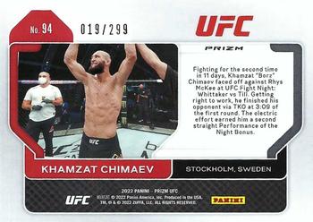 2022 Panini Prizm UFC - Red Prizms #94 Khamzat Chimaev Back