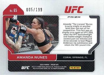 2022 Panini Prizm UFC - Blue Prizms #65 Amanda Nunes Back