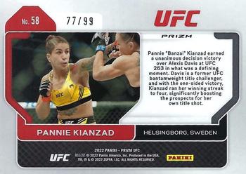 2022 Panini Prizm UFC - Orange Prizms #58 Pannie Kianzad Back