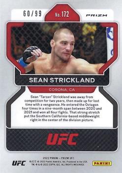 2022 Panini Prizm UFC - Orange Prizms #172 Sean Strickland Back