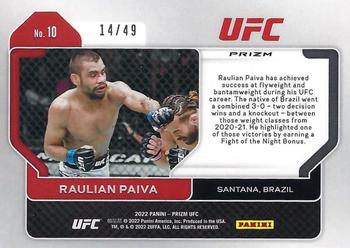 2022 Panini Prizm UFC - Teal Prizms #10 Raulian Paiva Back