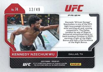 2022 Panini Prizm UFC - Teal Prizms #74 Kennedy Nzechukwu Back