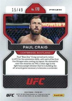 2022 Panini Prizm UFC - Teal Prizms #170 Paul Craig Back