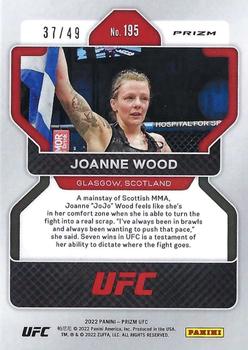 2022 Panini Prizm UFC - Teal Prizms #195 Joanne Wood Back