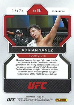 2022 Panini Prizm UFC - Green Pulsar Prizms #107 Adrian Yanez Back