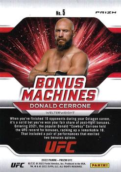 2022 Panini Prizm UFC - Bonus Machines Green #5 Donald Cerrone Back