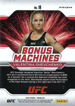 2022 Panini Prizm UFC - Bonus Machines Green #16 Valentina Shevchenko Back