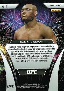 2022 Panini Prizm UFC - Fireworks Green #11 Kamaru Usman Back