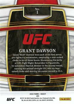 2022 Panini Select UFC #1 Grant Dawson Back