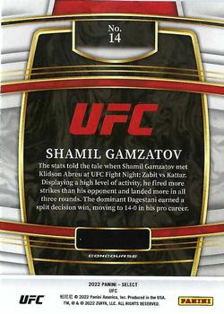 2022 Panini Select UFC #14 Shamil Gamzatov Back