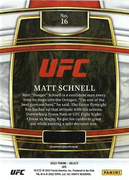 2022 Panini Select UFC #16 Matt Schnell Back