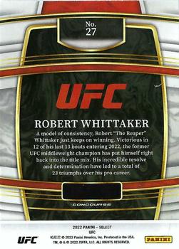 2022 Panini Select UFC #27 Robert Whittaker Back