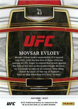2022 Panini Select UFC #43 Movsar Evloev Back