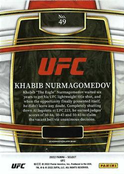 2022 Panini Select UFC #49 Khabib Nurmagomedov Back
