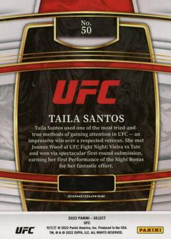 2022 Panini Select UFC #50 Taila Santos Back
