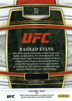 2022 Panini Select UFC #52 Rashad Evans Back
