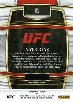2022 Panini Select UFC #54 Nate Diaz Back