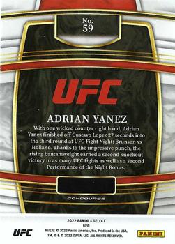 2022 Panini Select UFC #59 Adrian Yanez Back