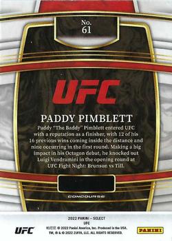 2022 Panini Select UFC #61 Paddy Pimblett Back