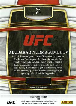 2022 Panini Select UFC #64 Abubakar Nurmagomedov Back