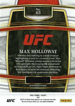 2022 Panini Select UFC #65 Max Holloway Back