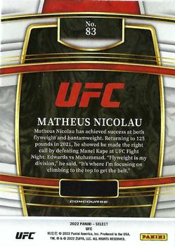 2022 Panini Select UFC #83 Matheus Nicolau Back
