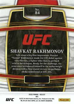 2022 Panini Select UFC #84 Shavkat Rakhmonov Back