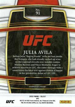 2022 Panini Select UFC #91 Julia Avila Back