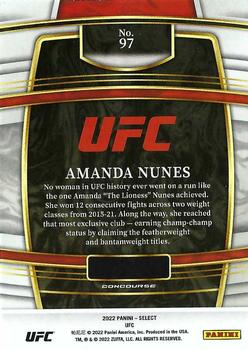 2022 Panini Select UFC #97 Amanda Nunes Back