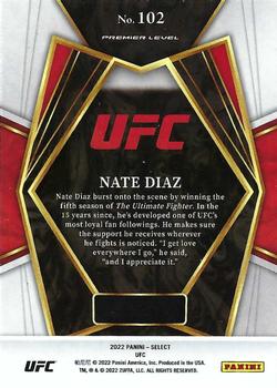 2022 Panini Select UFC #102 Nate Diaz Back