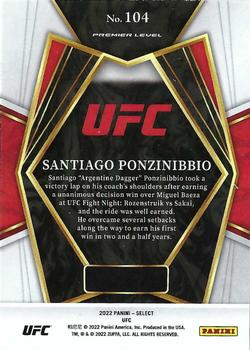 2022 Panini Select UFC #104 Santiago Ponzinibbio Back