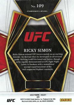 2022 Panini Select UFC #109 Ricky Simon Back