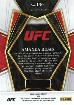 2022 Panini Select UFC #136 Amanda Ribas Back