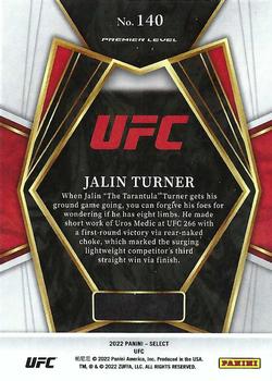 2022 Panini Select UFC #140 Jalin Turner Back