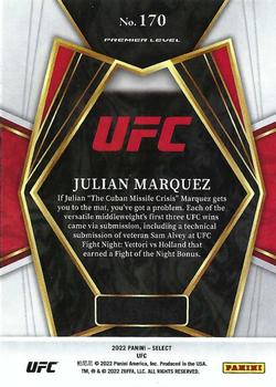 2022 Panini Select UFC #170 Julian Marquez Back