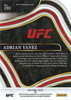 2022 Panini Select UFC #280 Adrian Yanez Back