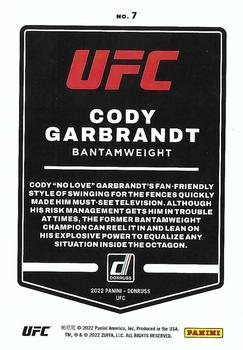 2022 Donruss UFC - Green Flood #7 Cody Garbrandt Back