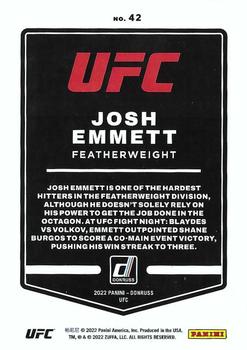 2022 Donruss UFC - Green Flood #42 Josh Emmett Back
