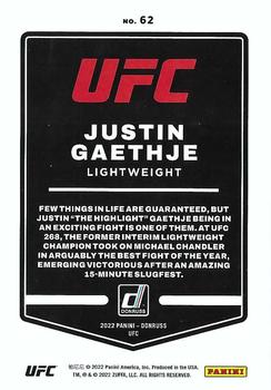 2022 Donruss UFC - Green Flood #62 Justin Gaethje Back