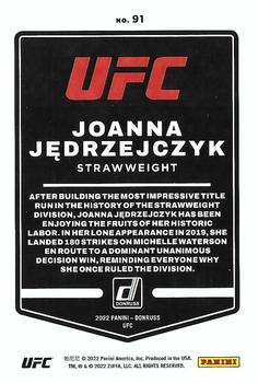 2022 Donruss UFC - Green Flood #91 Joanna Jedrzejczyk Back