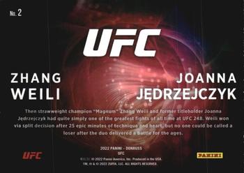 2022 Donruss UFC - Duos #2 Zhang Weili / Joanna Jedrzejczyk Back