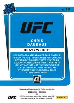 2022 Donruss UFC - Signatures Holo Blue Laser #211 Chris Daukaus Back