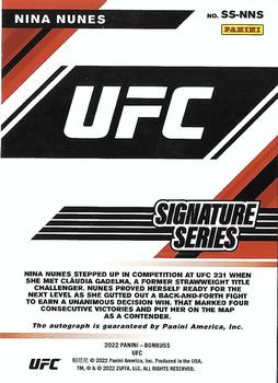 2022 Donruss UFC - Signature Series Purple #SS-NNS Nina Nunes Back