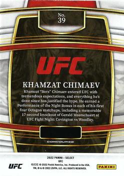 2022 Panini Select UFC - Blue #39 Khamzat Chimaev Back