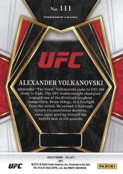 2022 Panini Select UFC - Blue #111 Alexander Volkanovski Back