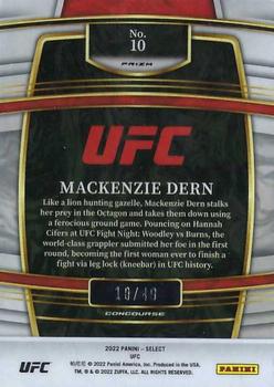 2022 Panini Select UFC - Blue Disco Prizms #10 Mackenzie Dern Back