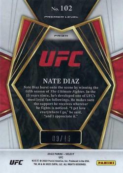 2022 Panini Select UFC - Blue Disco Prizms #102 Nate Diaz Back